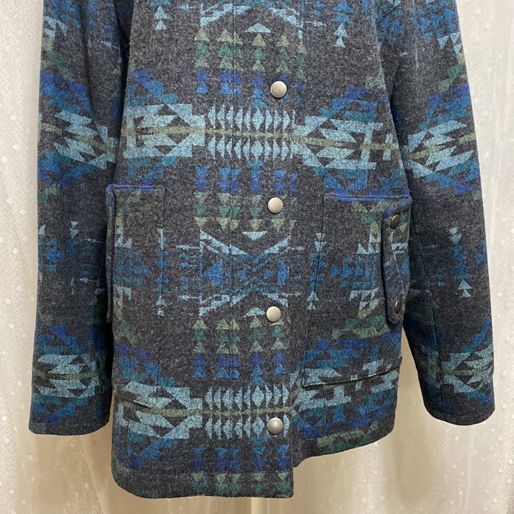 Pendleton Virgin Wool Snap Front Jacket In Blue/G… - image 3
